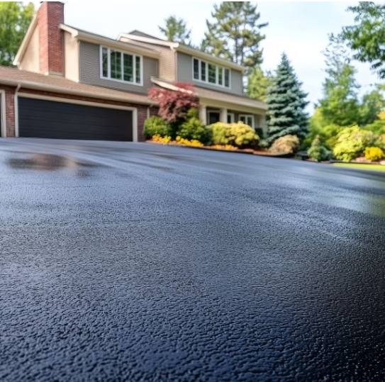 A beautifully paved asphalt driveway leading to a residential home in Palm Beach County, showcasing the high-quality asphalt paving work of A-Top Paving, DBA of Florida Paving Pros.